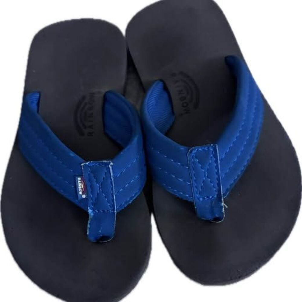 Kids Rainbow Flip Flops - Blue - Size 12